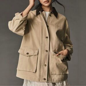PILCRO x ANTHROPOLOGIE Faux Leather Collar Barn Jacket